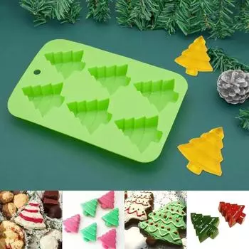 3D новогодняя елка силиконовая форма для выпечки DIY 6-гнездная рождественская форма для мусса помадка инструменты для украшения торта кухонные принадлежности