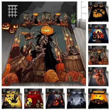 3D новый комплект постельного белья на Хэллоуин, забавный пододеяльник с ужасами, наволочка 2 или 3 AU/EU/DE/ES, полный размер, мягкое украшение для дома Baby 100x135cm