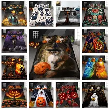 3D новый комплект постельного белья на Хэллоуин, забавный пододеяльник с ужасами, наволочка 2 или 3 AU/EU/DE/ES, полный размер, мягкое украшение для дома Baby 100x135cm
