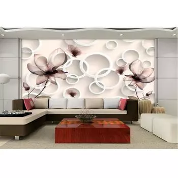 3d обои цветок лилии настенная бумага круг мода фон настенная роспись гостиная спальня домашний декор обои 200 cm(W) x 140 cm(H)