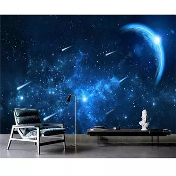 3d обои с галактикой, абстрактная синяя звездная роспись, гостиная, спальня, телевизор, диван, фон, домашний декор, 3d фреска 200 cm(W) x 140 cm(H)