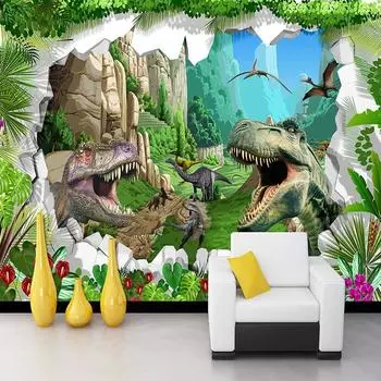 3d обои с изображением динозавра в виде мультфильма гостиная фон для телевизора настенная роспись детская комната спальня фон обои 200 cm(W) x 140 cm(H)