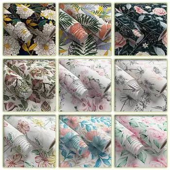 3D обои с растениями и цветами, самоклеящаяся контактная бумага, съемные водонепроницаемые обои для ремонта мебели 45x150cm