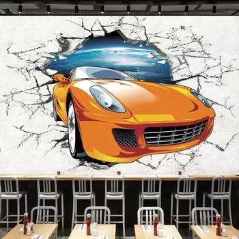 3D обои Современные креативные обои с разбитыми стенами для автомобилей Ресторан Кафе KTV Бар Фоновые обои 200 cm(W) x 140 cm(H)