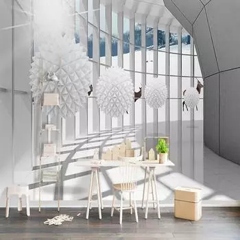 3D обои, современный сферический коридор, архитектурное пространство, пейзаж, настенная бумага для гостиной, ТВ, дивана, настенная бумага 200 cm(W) x 140 cm(H)