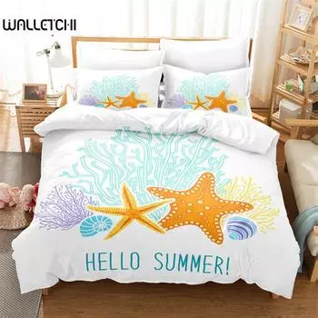 3D Ocean Bedding Set, 3Pcs Duvet Cover Set, Soft Comfortable Breathable Duvet Cover, For Bedroom Guest Room Decor EU single(135x200cm)