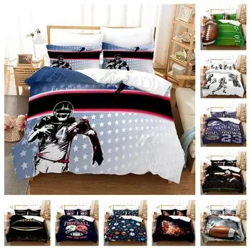 3D односпальная/двуспальная кровать, комплект футбольного постельного белья, спортивный пуховый пододеяльник, 2/3 шт. AU180 * 210, полный размер, мягкий домашний текстиль для комнаты мальчика Baby 100x135cm