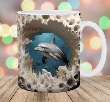 3D Океанский Дельфин Керамическая Кружка с Маркером для Кофе Чайная Чашка Рыба Новая Дыра Океан 301-400ml