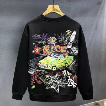 3D Осень Зима Круглый вырез Толстовка с принтом Длинные рукава Повседневный Свободный Оверсайз Круглый вырез Толстовка Пуловеры и Длинные рукава Мужская S