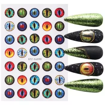 3D осенние наклейки для ногтей, переводные наклейки, клейкие ползунки для ногтей, маникюр 2024, украшения для дизайна ногтей, кошачий глаз