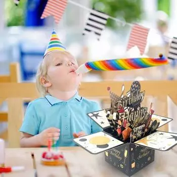 3D-открытка на день рождения, раскладная открытка на день рождения, подарочная коробка с конвертом, ручная работа A