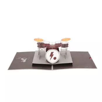 3D открытка на день рождения в стиле барабанной установки с мелкими деталями, бумажная всплывающая открытка на день рождения с конвертом