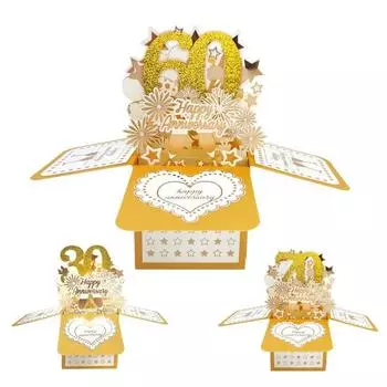 3D открытка на годовщину свадьбы 30/60/70 лет для мужа и жены, персонализированная записка и конверт в комплекте, художественная всплывающая поздравительная открытка A