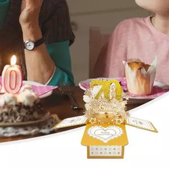 3D открытка на годовщину свадьбы 30/60/70 лет для мужа и жены, персонализированная записка и конверт в комплекте, художественная всплывающая поздравительная открытка A