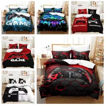 3D Пара игровой контроллер комплект постельного белья пара геймер пух пододеяльник наволочка 2/3 шт King Queen кровать роскошный домашний текстиль подарок Baby 100x135cm