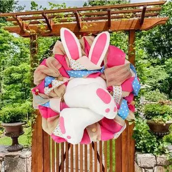 3D пасхальный венок гном пасхальный кролик венок для входной двери с цветами и яйцами гном пасхальный весенний венок для дома и улицы One Size