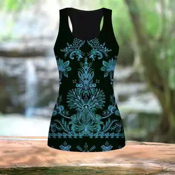 3D Павлин Цветочный Принт L Женские Тренировки Йога Тренажерный Зал Печатные Летние Спортивные Рубашки Плюс Размер Жилеты XS синий