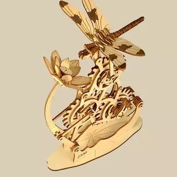 3D-пазл для взрослых, деревянные пазлы «Лотос» и «Летящая стрекоза» — строительные наборы, классные игрушки для самостоятельного изготовления из дерева на день рождения, хобби STEM для женщин и мужчин золотой