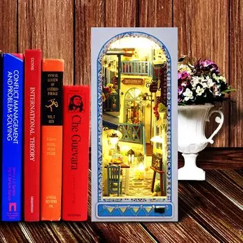 3D пазл Миниатюрный домик Комплект для книг Подставка для книг Украшение книжной полки Набор для сборки Деревянная головоломка Деревянная головоломка Иллюстрация моря (Пограничный бриз)