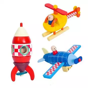 3D пазл Самолет Ракета Деревянные игрушки для детей Пазлы Монтессори