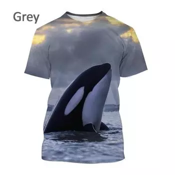 3D-печать 2022 года, новая футболка с рисунком кита, индивидуальная мода, унисекс, Harajuku, повседневная футболка с круглым вырезом и короткими рукавами S