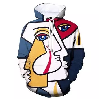 3D-печать Абстрактное искусство Граффити Толстовка Для Мужчин Индивидуальный Узор Длинные Рукава Повседневный Свободный Свитшот Пуловер Уличные Толстовки S