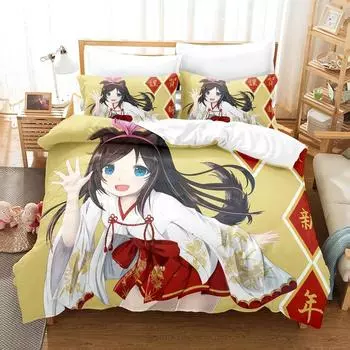 3D-печать аниме Kawaii Girls Kizuna AI Постельное белье Single Twin Full Queen King Size Bed Set Adult Kid Bedroom Duvet cover Sets EU Twin 135x200cm