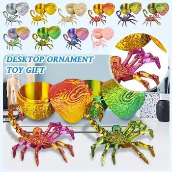 3D-печать цельная шарнирная подвижная игрушка-яйцо пришельца, обнимающая лицо, настольное украшение, креативные украшения, игрушки для взрослых (Золото - Facehugger + Али One Size бежевый