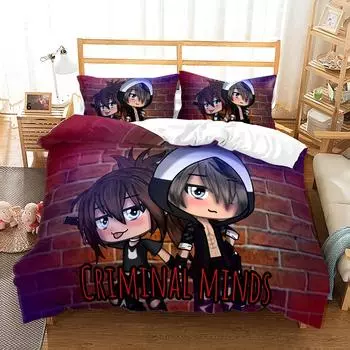 3D-печать Gacha Life 2/3 шт. комплект постельного белья для мальчиков и девочек, двуспальный размер, пододеяльник, наволочка, кровать для детей и взрослых, модный домашний текстиль 135X200cm-2pcs