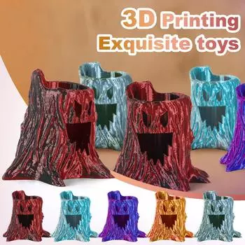 3D-печать Хэллоуин ужас пень дерева 3D-печать пень дерева игрушка атмосферное украшение для взрослых и детей, пень дерева игрушка орнамент One Size