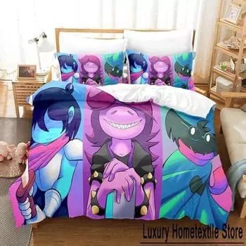 3D-печать Игра Deltarune Постельное белье Комплект односпальных двуспальных кроватей для взрослых и детей Спальня Пододеяльник Наборы Домашний Текстиль EU single(135x200cm)