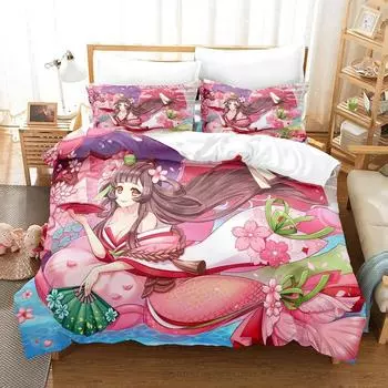 3D-печать Игра Kawaii Girls Onmyoji Постельное белье Комплект односпальных двуспальных кроватей Queen King Size для взрослых и детей Спальня Пододеяльники Комплекты EU Twin 135x200cm