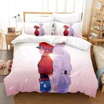 3D-печать Клетки на работе Изображения персонажей мультфильмов Постельные принадлежности Пододеяльники и наволочки Спальня для мальчиков и девочек Декоративный текстиль EU Twin 135x200cm