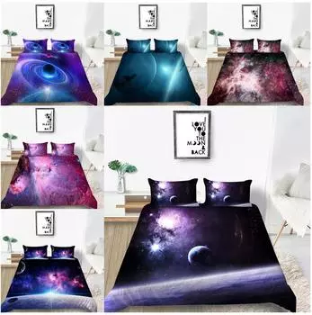 3D-печать Космическая планета Печать Комплект постельного белья Пододеяльник Домашние постельные принадлежности Постельные принадлежности Постельные принадлежности Постельные принадлежности Постельные принадлежности Спальня Односпальная/двуспальная кроват