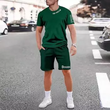 3D-печать Летний стиль Y2K Модный трендовый мужской комплект Очень большой мужской свободный топ Освежающий и дышащий комплект для отдыха и путешествий S