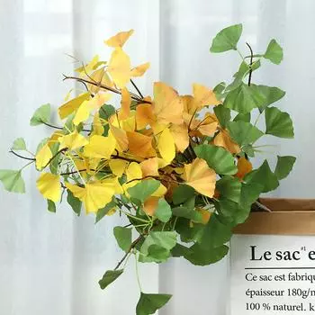 3D-печать листьев гинкго зеленое растение имитация растений отель дом свадебное украшение фотография украшение цветочная композиция жёлтый