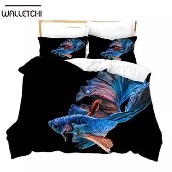 3D-печать мультяшная рыба фото комплект постельного белья в китайском стиле пододеяльник с наволочкой двуспальная кровать в комплекте EU single(135x200cm)