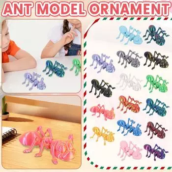 3D-печать муравей подвижный сустав модель животного игрушка ручной работы украшения креативные декоративные поделки One Size белый
