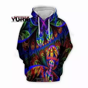 3D-печать Мужская толстовка с принтом «Грибной хиппи» Искусство Харадзюку Уникальная уличная одежда Смешной пуловер Повседневные толстовки с капюшоном S
