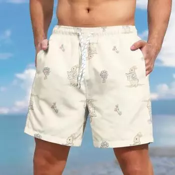 3D-печать Мужские плавки, Быстросохнущие мужские плавки, Купальник кролик для мужчин с карманами, Костюм для плавания, доски, серфинга S