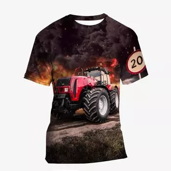 3D-печать Новая футболка с трактором Модная детская крутая уличная хип-хоп смешная футболка для мужчин и женщин смешные летние топы с коротким рукавом 4XL
