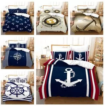 3D-печать парусного спорта якорь постельное белье ультратонкий волокнистый пух пододеяльник наволочка 2/3 шт односпальная двуспальная кровать, полноразмерное украшение для спальни Baby 100x135cm
