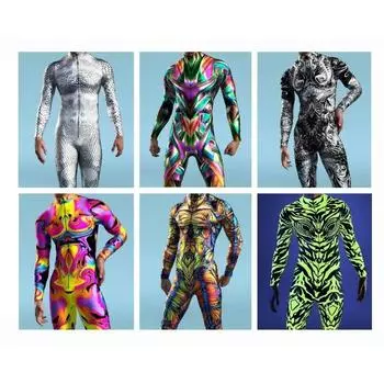 3D-печать Праздничная вечеринка Мужчины Дети Киберпанк Радужный комбинезон Одежда Комбинезон Хэллоуин Косплей Костюм Эластичные боди Комбинезоны Kids S