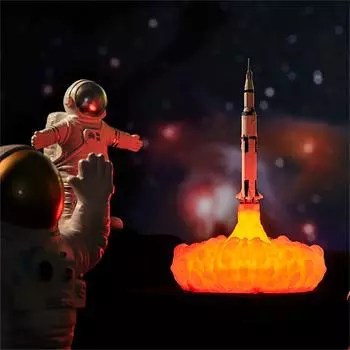 3D-печать Ракета Настольная лампа Прикроватная настольная лампа Теплый светодиодный ночник USB перезаряжаемый домашний Rocket I Type белый