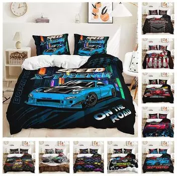 3D-печать Speed Racing Комплект постельного белья King Queen Bed Down Пододеяльник Наволочка 2/3 шт. Подарок для мужчин и мальчиков Подростков Baby 100x135cm