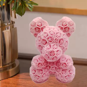 3D-печать Статуэтка медведя из роз, статуэтка, настольное украшение для декора на год, спальня розовый