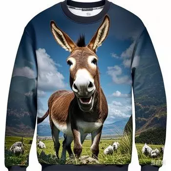 3D-печать забавных животных круглый вырез толстовка для мужчин лошади ослы узор повседневный удобный осенний мужской пуловер S