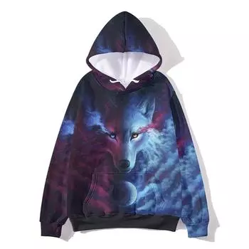 Толстовки с изображением волка с 3D-принтом для мужчин, одежда, свитшоты с забавным дизайном, повседневные детские пуловеры, уличная одежда, толстовка с капюшоном S