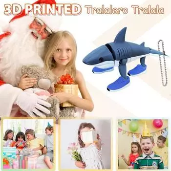 3D-печатная акула, гибкая фигурка акулы с подвижными суставами, акула в синих кроссовках, украшение для рюкзака, брелока синий