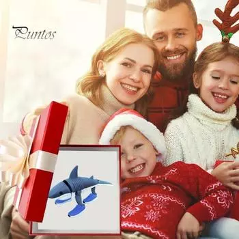 3D-печатная акула, гибкая фигурка акулы с подвижными суставами, акула в синих кроссовках, украшение для рюкзака, брелока синий